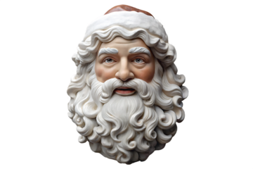 Santa Claus head sculpture isolated on a transparent background