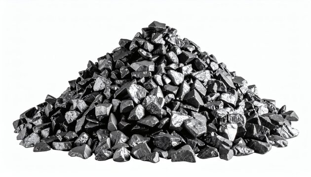 Pile of Grey Zinc Stones Isolated on White Background