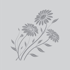 Silhouette of Three Daisy Flowers