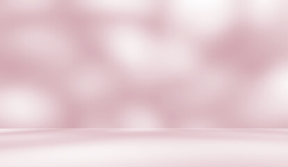 Obraz premium Empty pink colour room studio with sunlight effect shadow on the floor and wall for product presentation. Minimal backdrop design. Cosmetic, beauty and fashion showroom. Summer background mock up.
