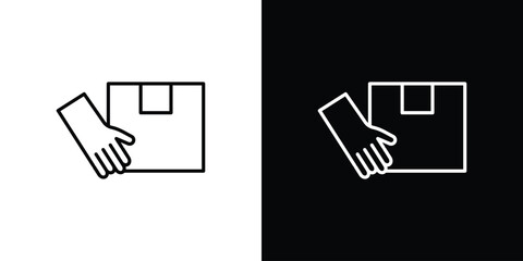 Hand holding box icon logo template designs.