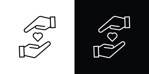 Hand holding heart icon logo template designs.