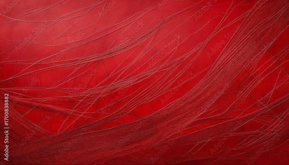 Wall mural abstract red background texture with random linear markings suggestive of worn material surface