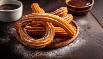Naklejka premium a perfectly fried churro with a golden brown crispy exterior and a light dusting of cinnamon sugar