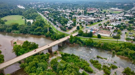 Aerial of Route 1 Bridge into Fredericksburg, VA