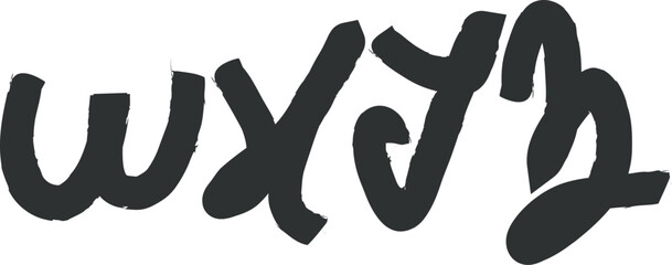 Handwritten wxyz font design for creative projects and branding vector