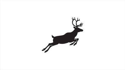 Fototapeta premium Silhouette of Reindeer Leaping Against a White Backdrop
