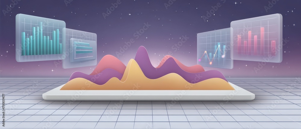 Aufkleber modern flat design dashboard illustration showcasing kpis and data visualization with real-time upda