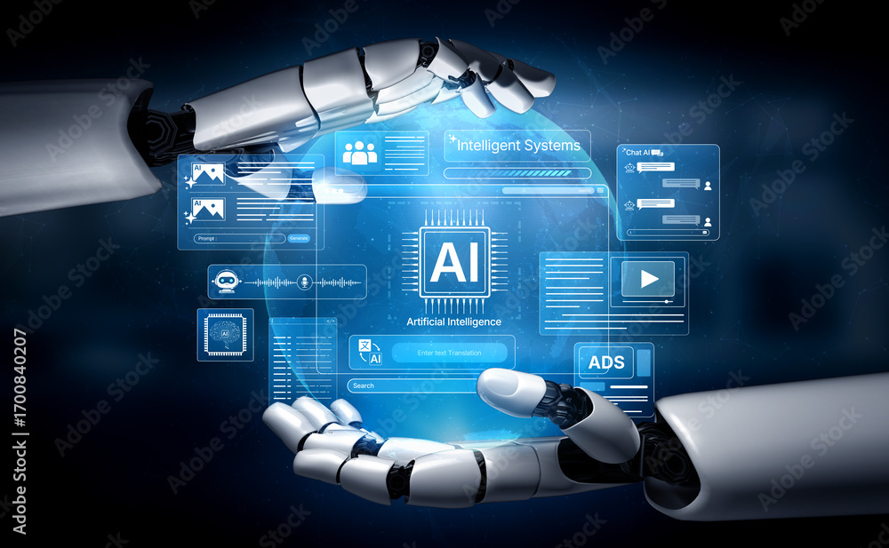 Aufkleber ai brain processes big data with generative ai, llms, and machine learning to support business decis