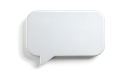 A single blank white speech bubble, isolated on transparent background