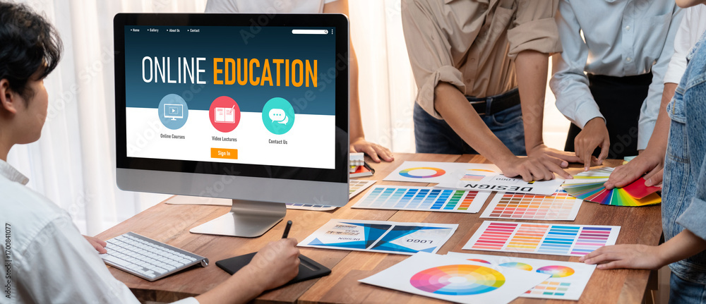 Aufkleber e-learning website with brisk sofware for student to study online on the internet network