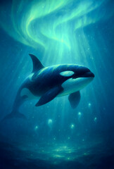orca in the norther lights