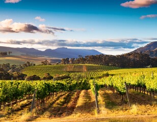 Obraz premium launceston vineyards enveloped by stunning natural scenery