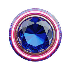 A large faceted blue sapphire gemstone isolated on transparent background