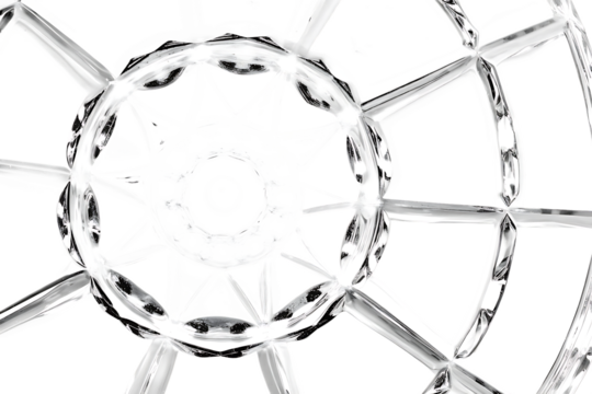 Faceted glass radial pattern isolated on a transparent background