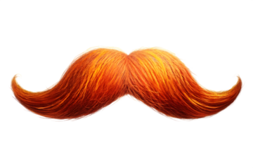 Ginger curled mustache isolated on a transparent background