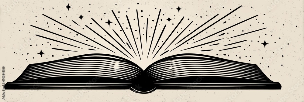 Aufkleber open book radiating light in a creative design showcasing imagination and knowledge in a minimalisti