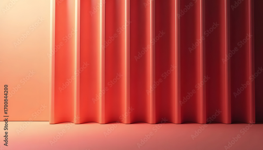 Poster abstract red and peach colored background with textured vertical lines.