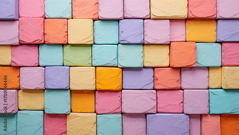 Aufkleber pastel colored square blocks arranged in a grid pattern creating a vibrant textured background