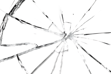 Shattered glass shards isolated on a transparent background