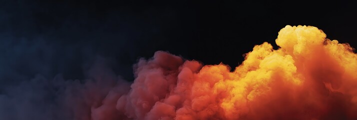 Vibrant orange and yellow smoke clouds against dark sky
