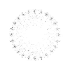 Abstract circular design with radial elements and textured appearance creating a complex pattern effect