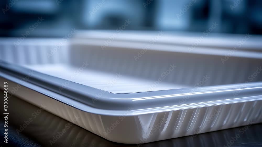 Aufkleber closeup of a custom plastic tray with sharp details in focus blurred background highlighting precisi