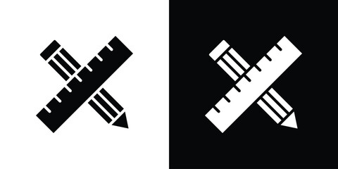 Pencil and ruler icon line style. Graphic design element vectors