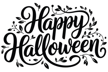 Obraz premium Happy Halloween Hand Lettering – Creative Festive Calligraphy Design, Spooky Typography Vector