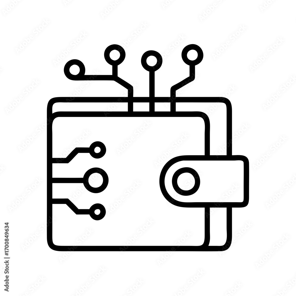 Poster digital wallet icon vector illustration for cryptocurrency and blockchain technology design asset