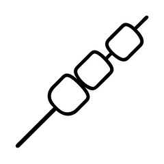 Marshmallow skewer vector icon, sweet treat, camping food, barbecue snack, campfire dessert design
