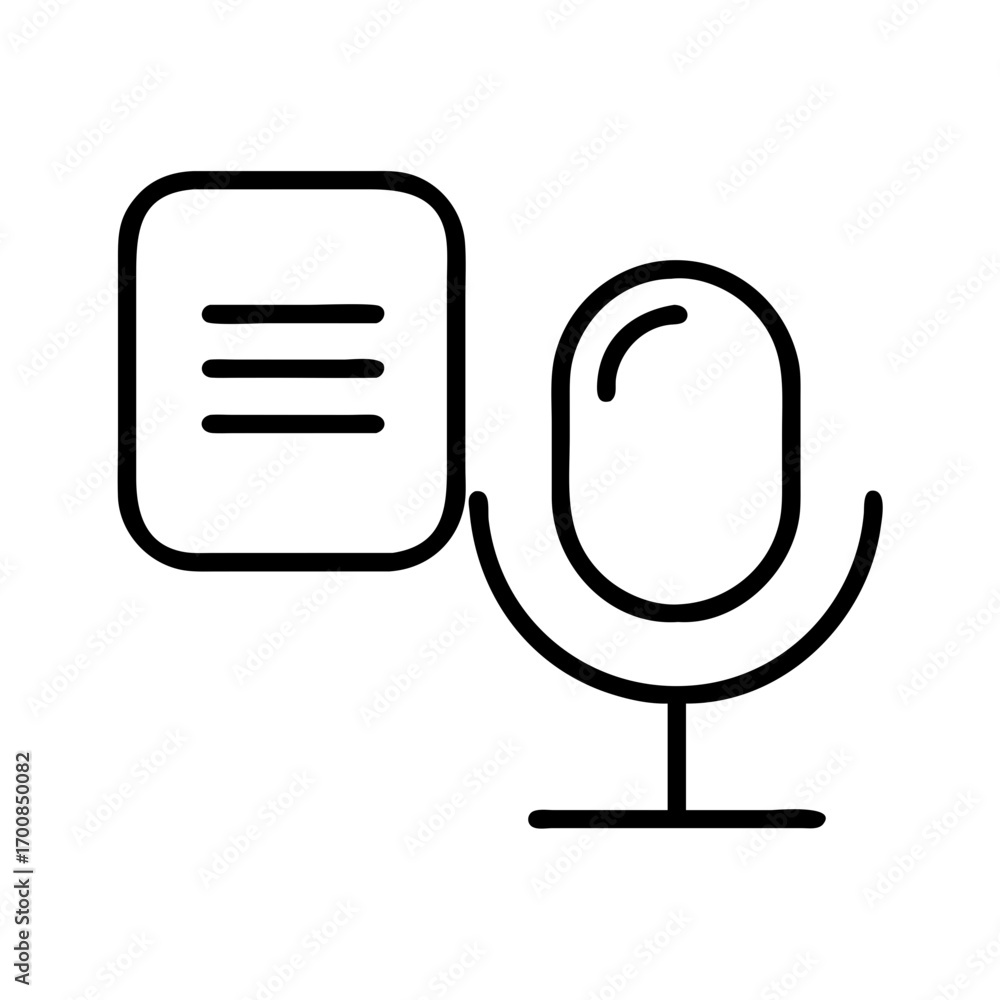 Poster podcast recording studio microphone icon vector for audio interview and broadcasting concept design
