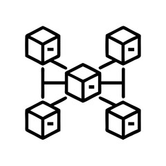 Blockchain network diagram with connected cubes for decentralized system illustration concept