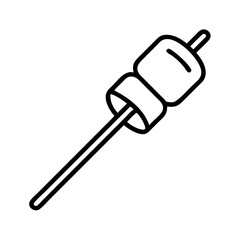 Marshmallow on a stick vector illustration, roasting marshmallows, campfire treat, sweet dessert icon