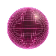 Abstract pink grid sphere isolated on transparent background