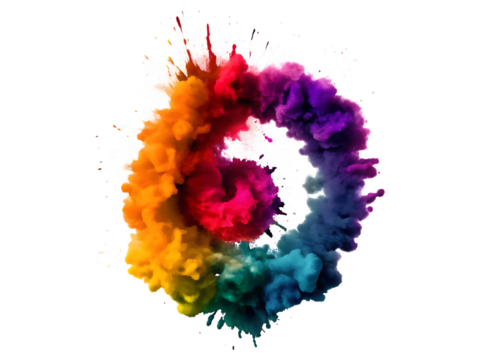 Swirling Rainbow Smoke Explosion on Background color isolated on a transparent background