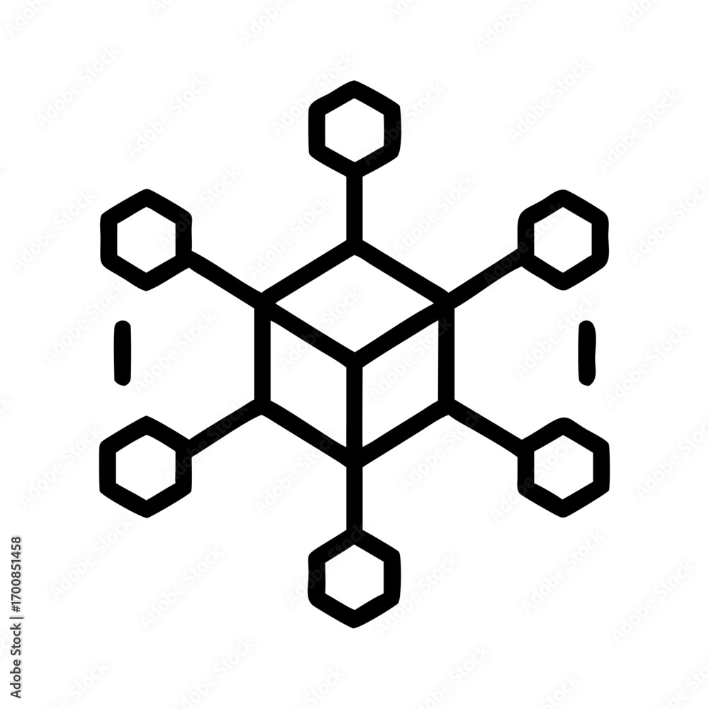Aufkleber cube network diagram illustration for blockchain technology or data connection concept design