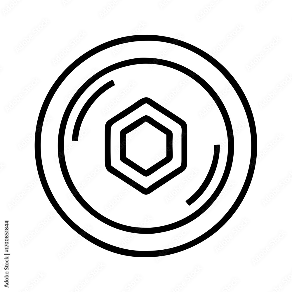 Poster vector illustration of hexagon shape in circle outline for geometric logo design and icon use