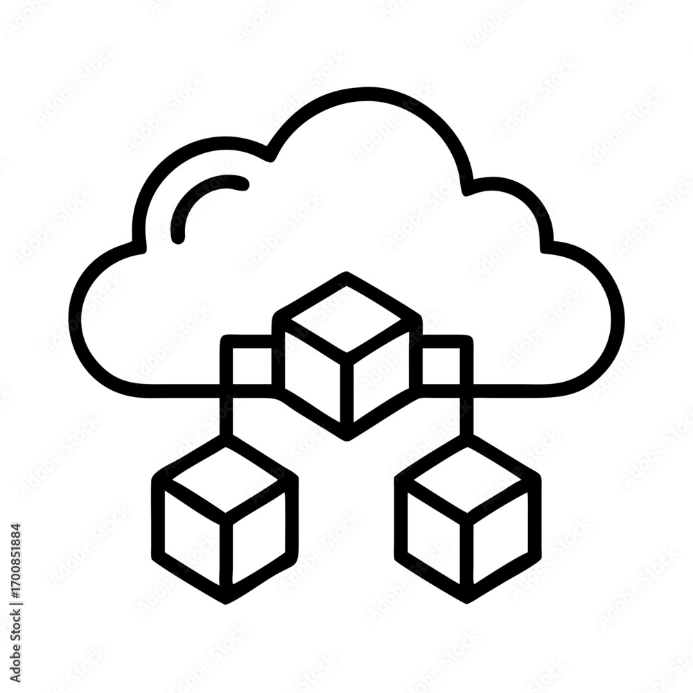 Aufkleber cloud computing network diagram illustration for data storage and cloud services platform icon