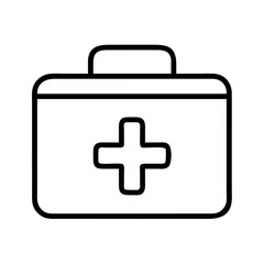 First aid kit vector icon outline drawing for medical emergency and healthcare concept design