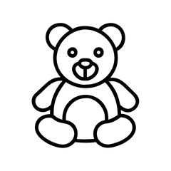 Teddy bear outline drawing vector illustration, cute stuffed animal toy for kids and baby design