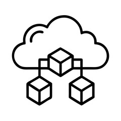 Cloud computing network diagram illustration for data storage and cloud services platform icon