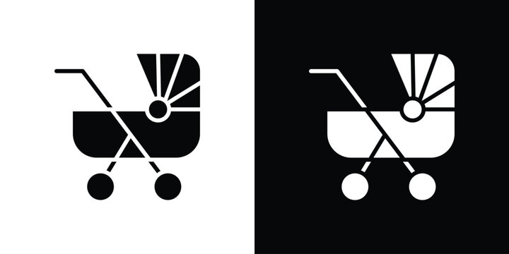 Baby carriage icon line style. Graphic design element vectors