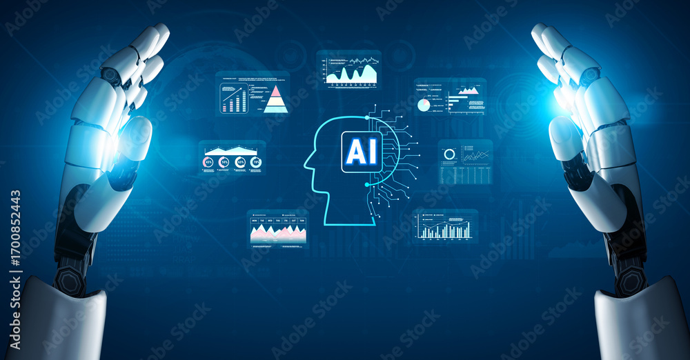 Leinwandbilder the brain of business intelligence is ai powered data analysis. a concept of a smart system using ai