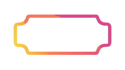 Gradient border frame with curved corners in yellow orange and pink on a white background vector illustration