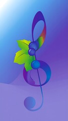 Vibrant musical note graphic with leaves and berries
