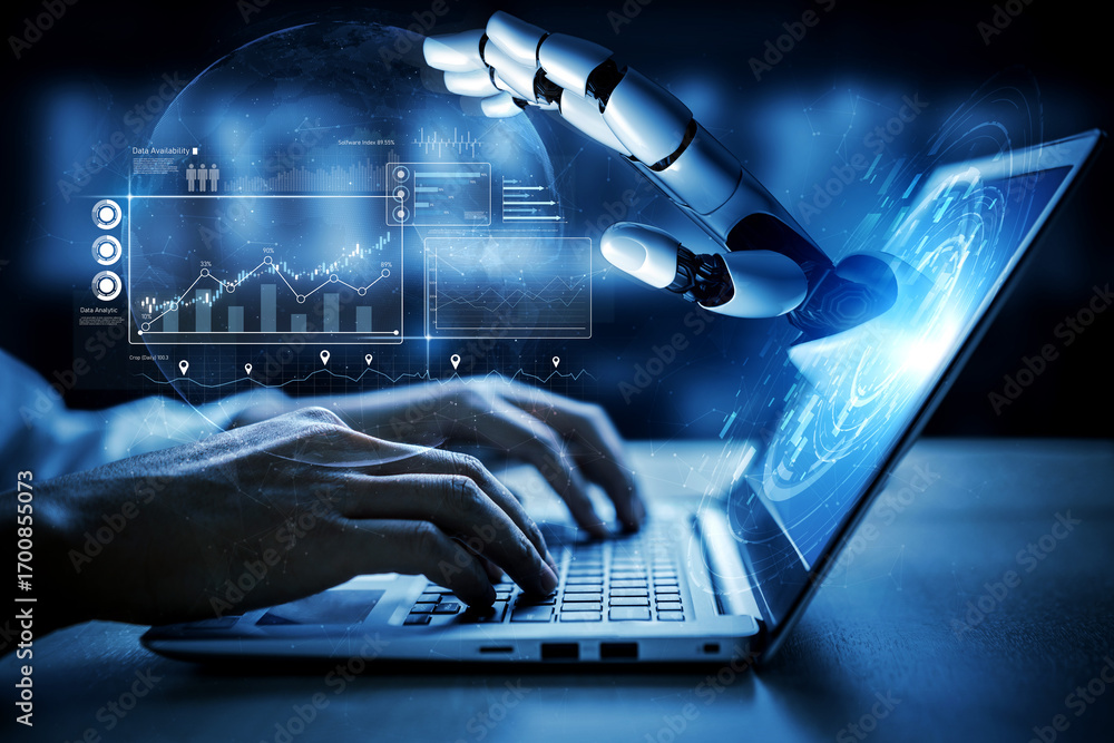 Poster ai-powered dashboard for data analytics, software performance tracking, data availability monitoring