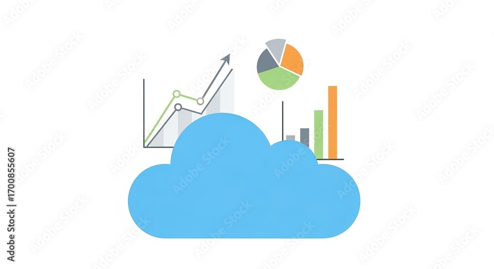 Aufkleber cloud data insights: a visually striking graphic presents a conceptual representation of cloud compu