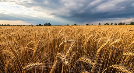 Golden Wheat Field Under a Stormy Sky.