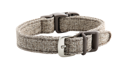 Beige fabric dog collar with dark-gray hardware